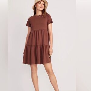 OLD NAVY Tiered Mini Swing T-Shirt Dress with Pockets Short Sleeves Medium